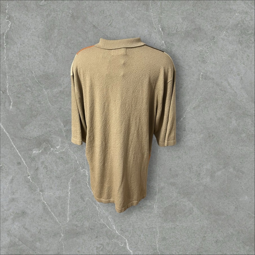 Orange Brown Tan Block Pattern Polo - image 7